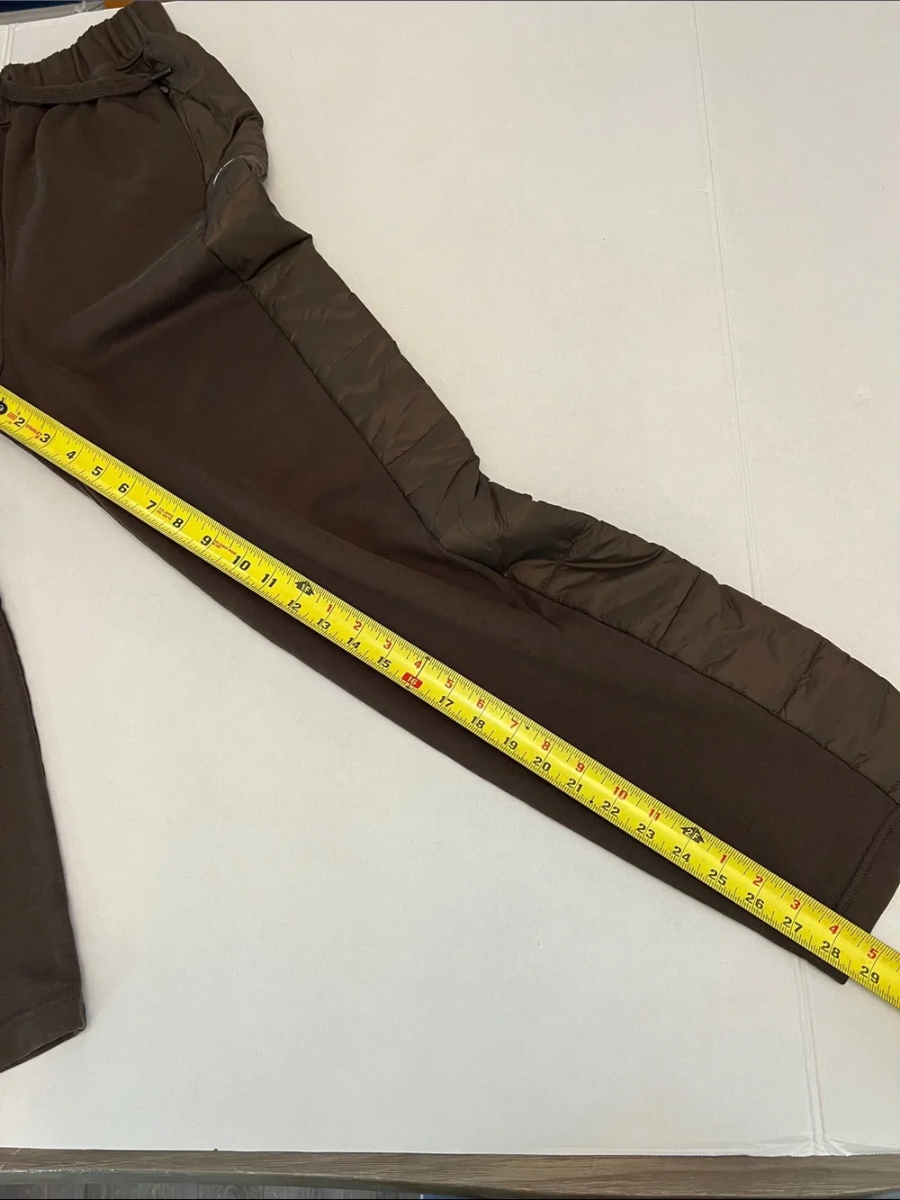 ALO YOGA ESPRESSO BROWN SWEATPANTS JOGGERS PUFFER SIDE PANEL SIZE XS